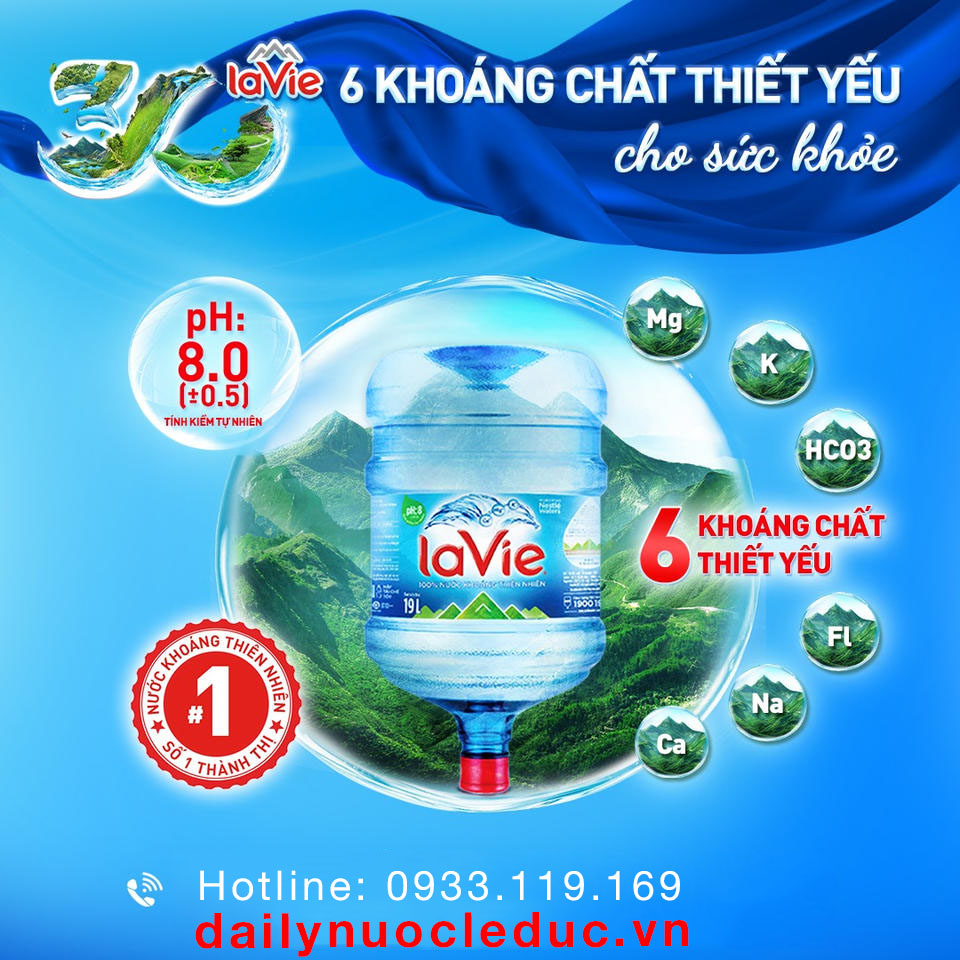 Nước khoáng LaVie đóng bình 19L