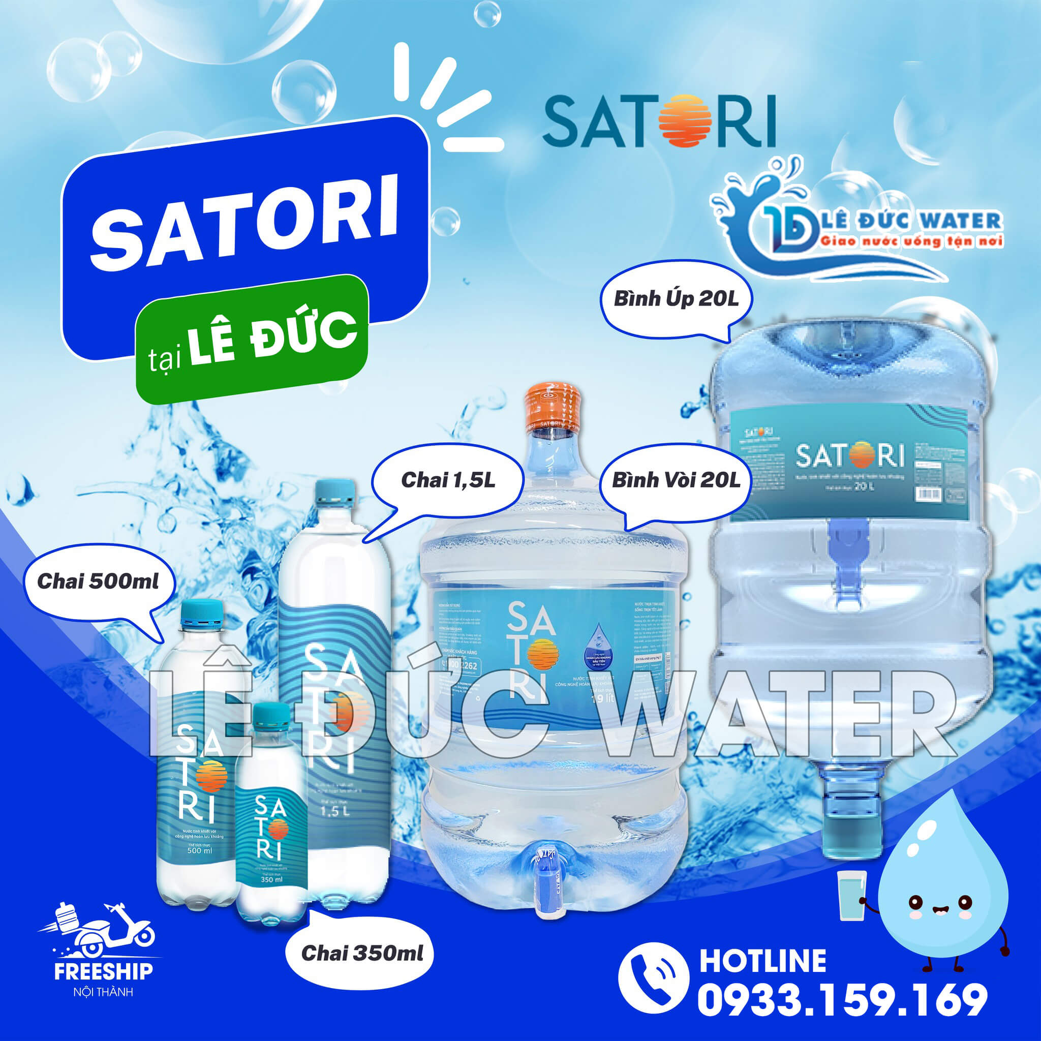 Đại lý nước Satori Tân Bình chính hãng gần đây, giao hàng nhanh - Lê Đức Water